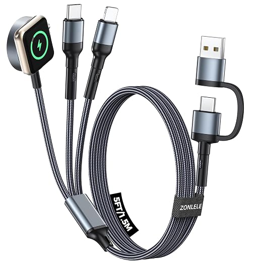 ARITEK 5FT Travel Essentials for Apple Watch Charger,Multi Charging Cable for iPhone
