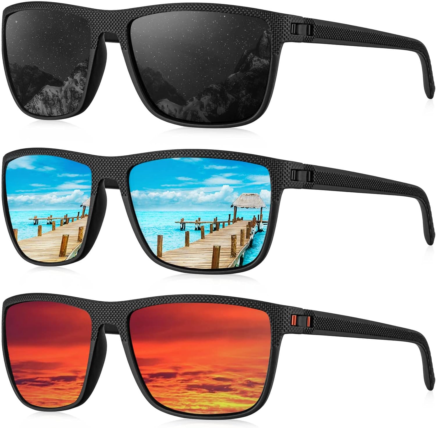 CAREFIA Polarized Sunglasses for Men, Lightweight Sun Glasses with UV Protection for Driving Fishing Golf