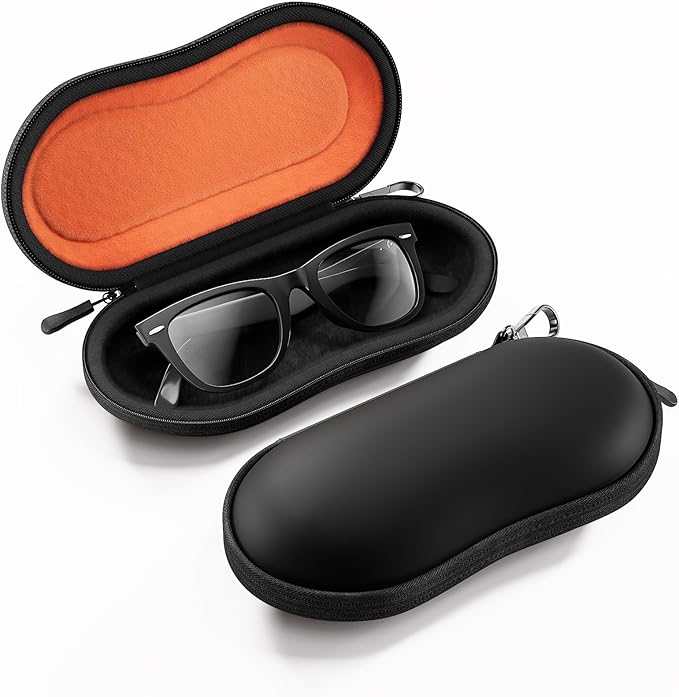 CAREFIA Sunglasses Case, Hard Shell Glasses Case for Men Women -Black