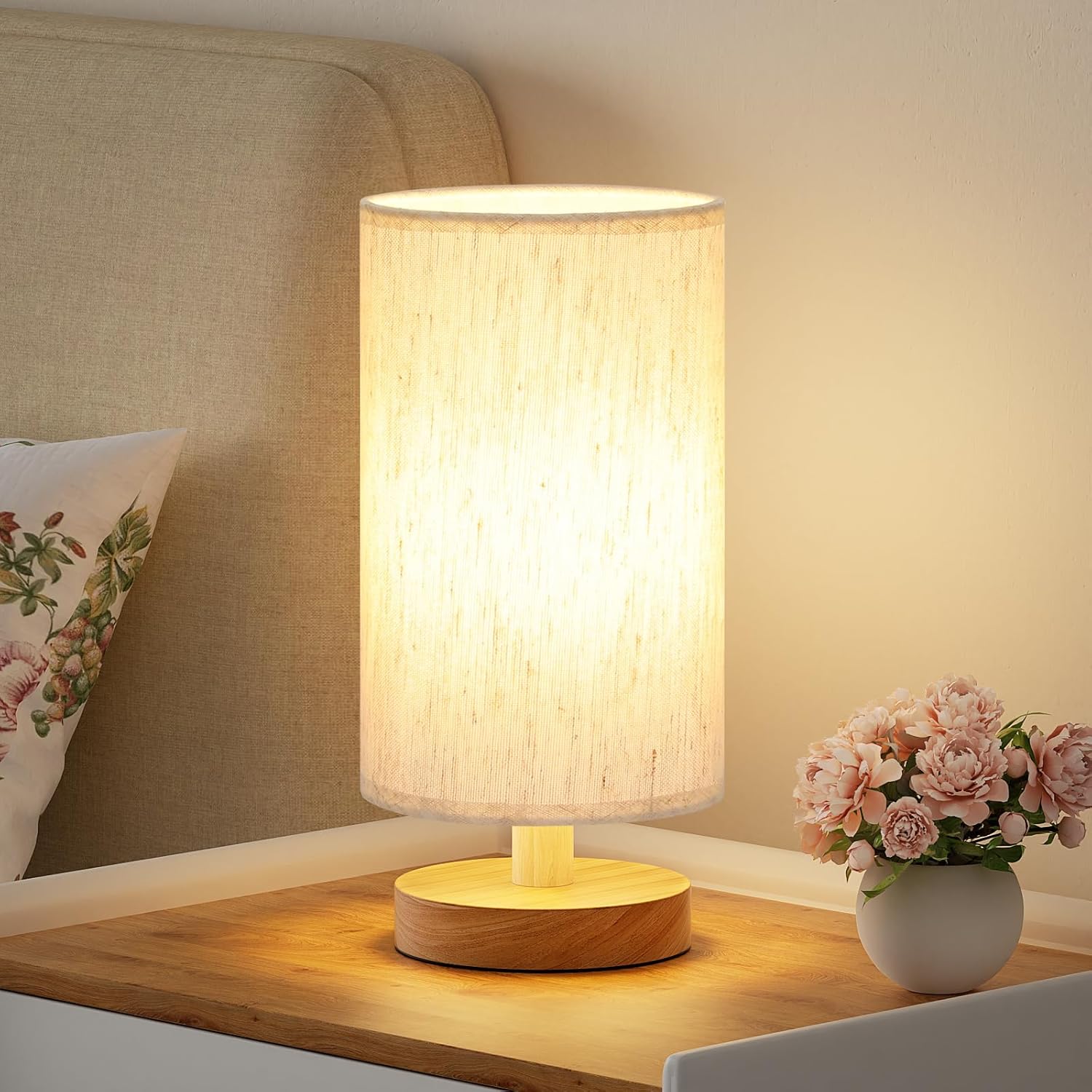 OLIF Table Lamp for Bedroom - Inline Control, Bedside Lamp with 3000K A15 LED Blub