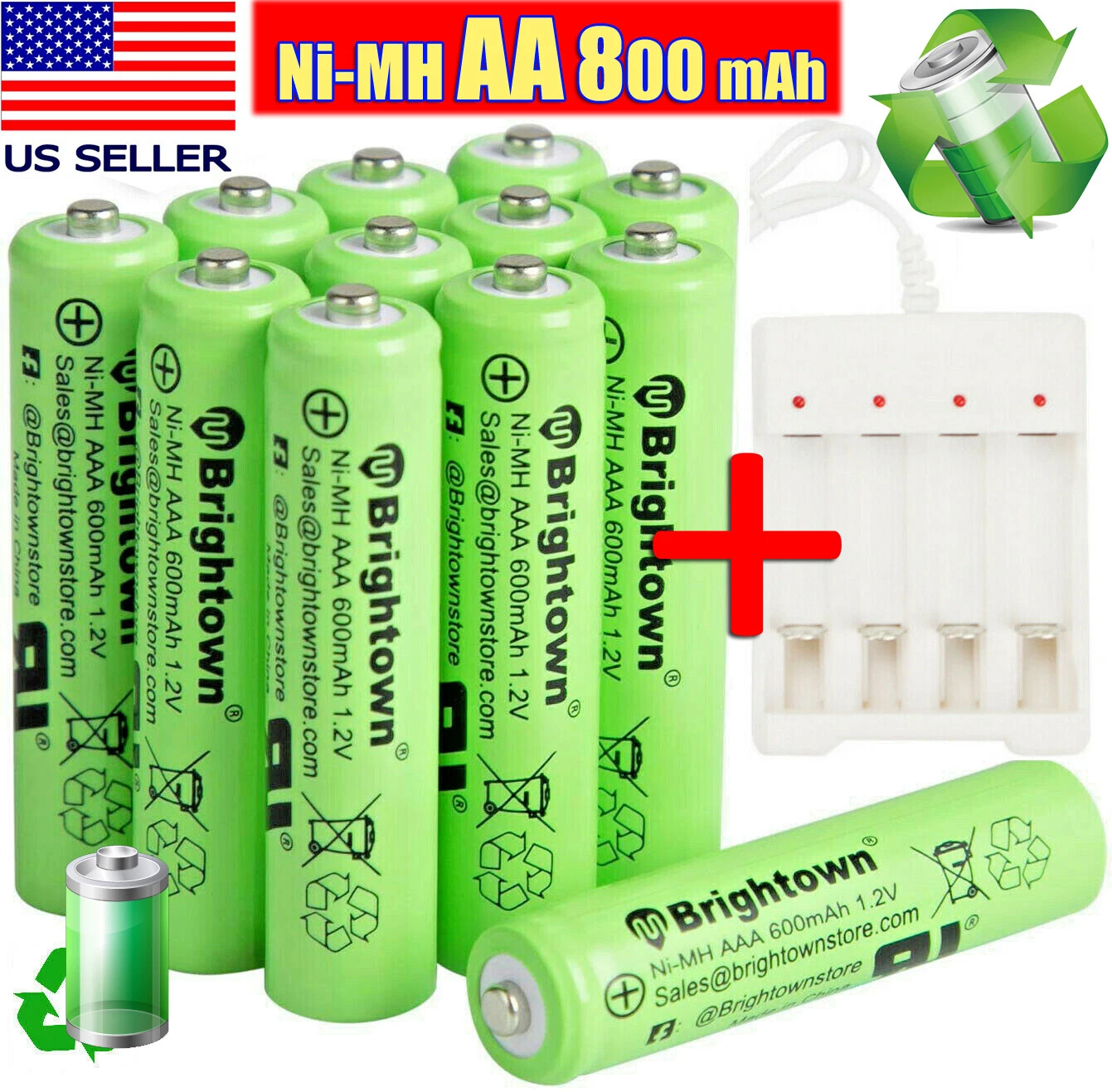 20-4 Pcs Rechargeable AA Batteries Ni-MH AA 1.2v 800mAh Ni-MH Batteries